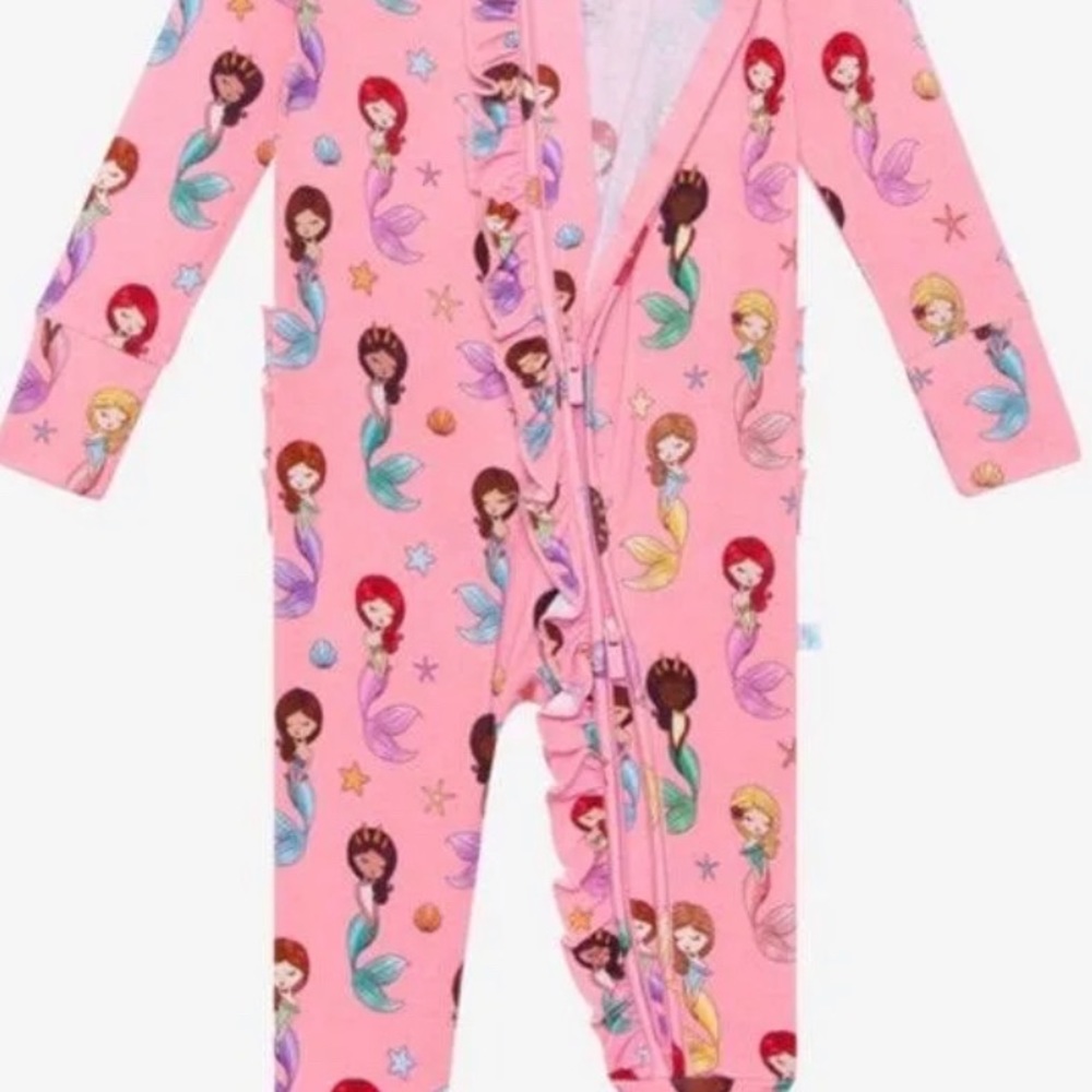 NWT Posh Peanut Mermaid Footie 9-12M Mermaids Pink - Picture 5 of 9